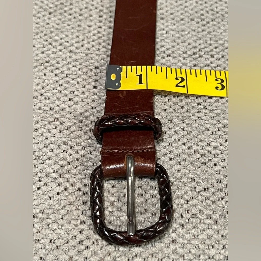 The Limited Brown‎ Leather Belt with Braid Detailing 30